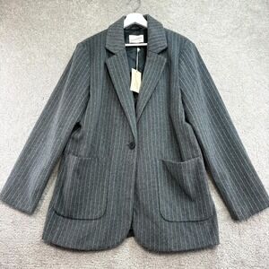 Target Universal  Thread Co Blazer Jacket Women Large Gray Stripe‎ Notch Lapel
